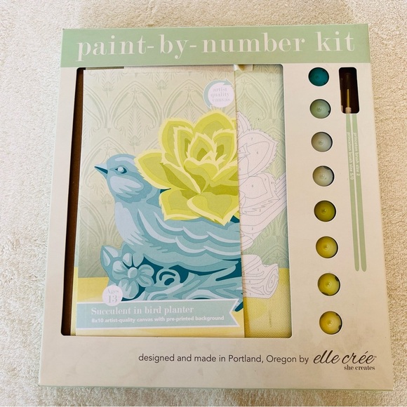 elle cree Other - ELLE CREE PAINT BY NUMBER KIT SUCCULENT IN BIRD PLANTER NEW